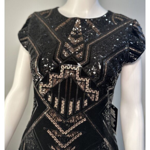 Express Sequined  With Velvet Bling Geometric Dress. Stunning, Perfect,  Holiday - Picture 6 of 16